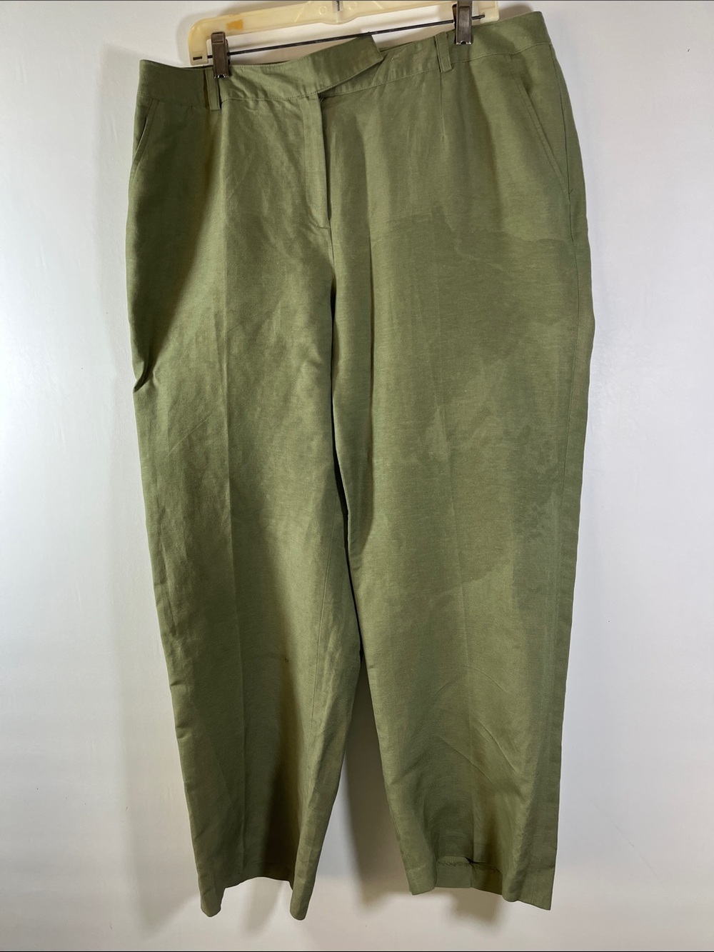 Kasper Linen Blend Women Pants Olive Gr en Size 16W